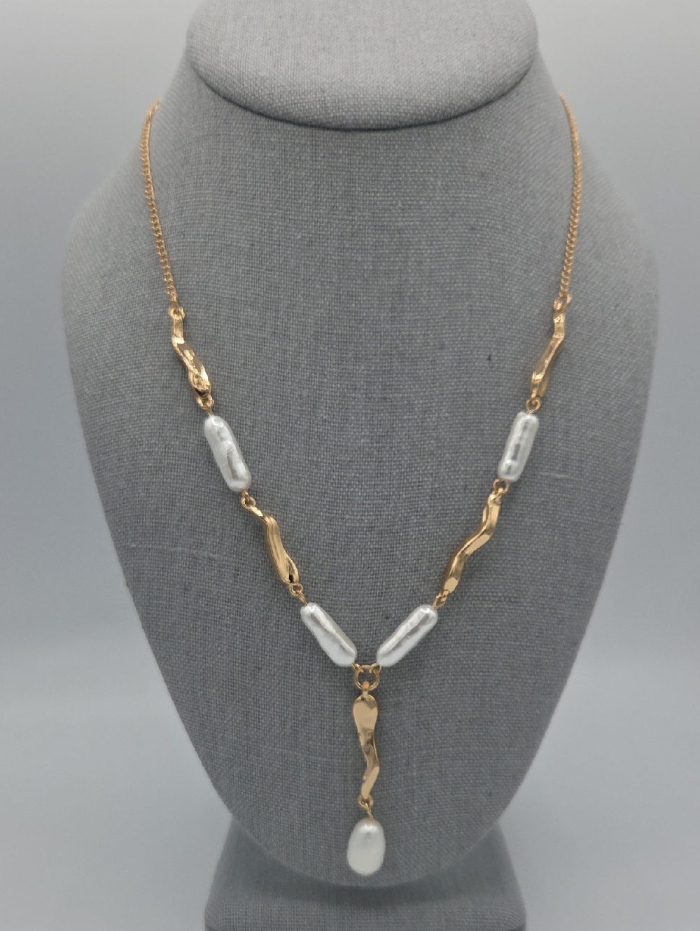 5 for $25! Lucky Brand Gold-Tone Chain with White Baroque Pearls Necklace